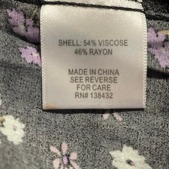 ModCloth Destined to Delight A-Line Dress, black purple white Floral. Size 4 - Picture 4 of 6